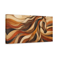 Side Mockup 3. Animals Horse Brown And Orange shown as stretched canvas wall art