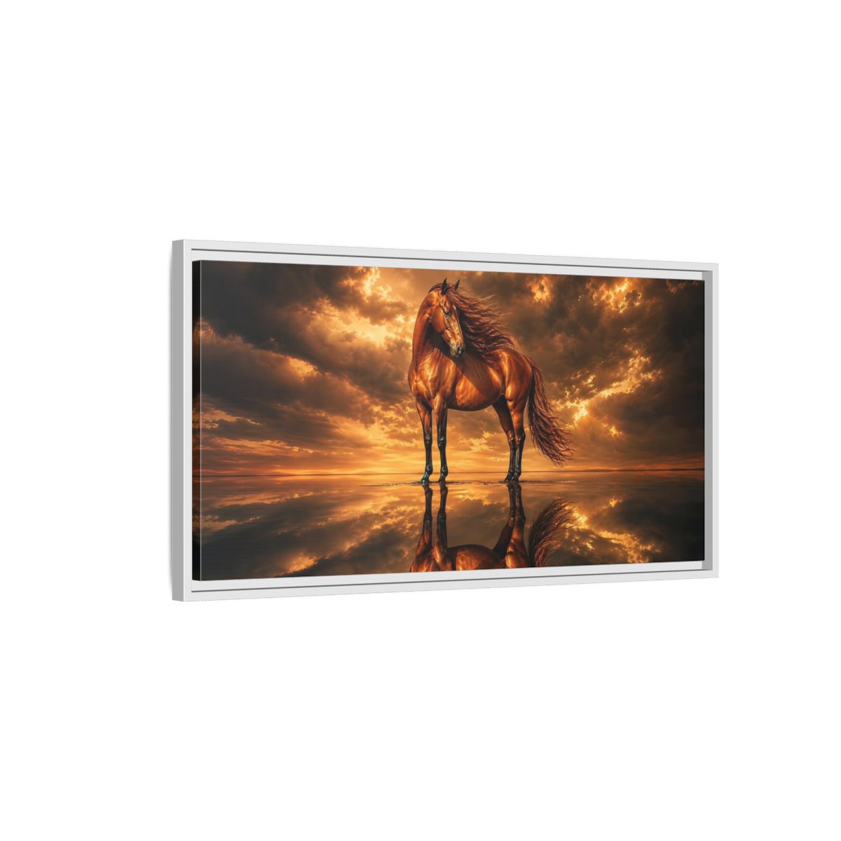 Side Mockup 1. Animals Horse Brown Orange Horse shown as stretched canvas wall art