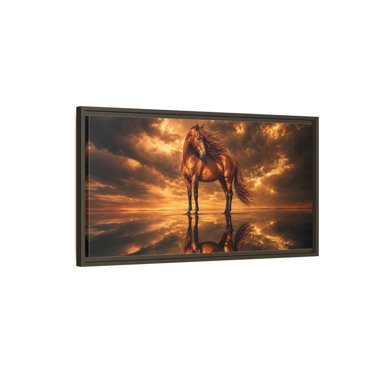 Main Mockup. Animals Horse Brown Orange Horse shown as stretched canvas wall art