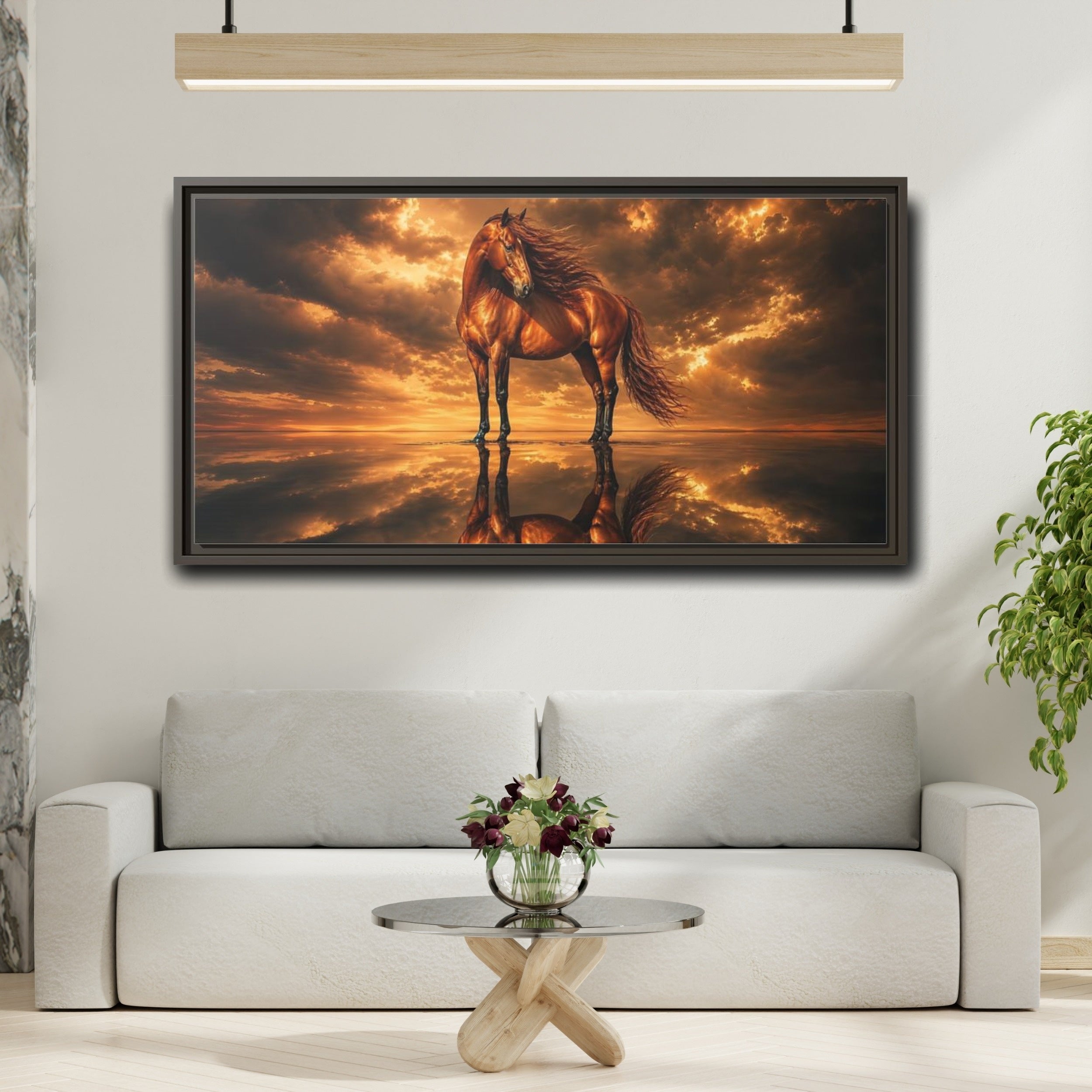 Mockup 2. Animals Horse Brown Orange Horse shown as stretched canvas wall art