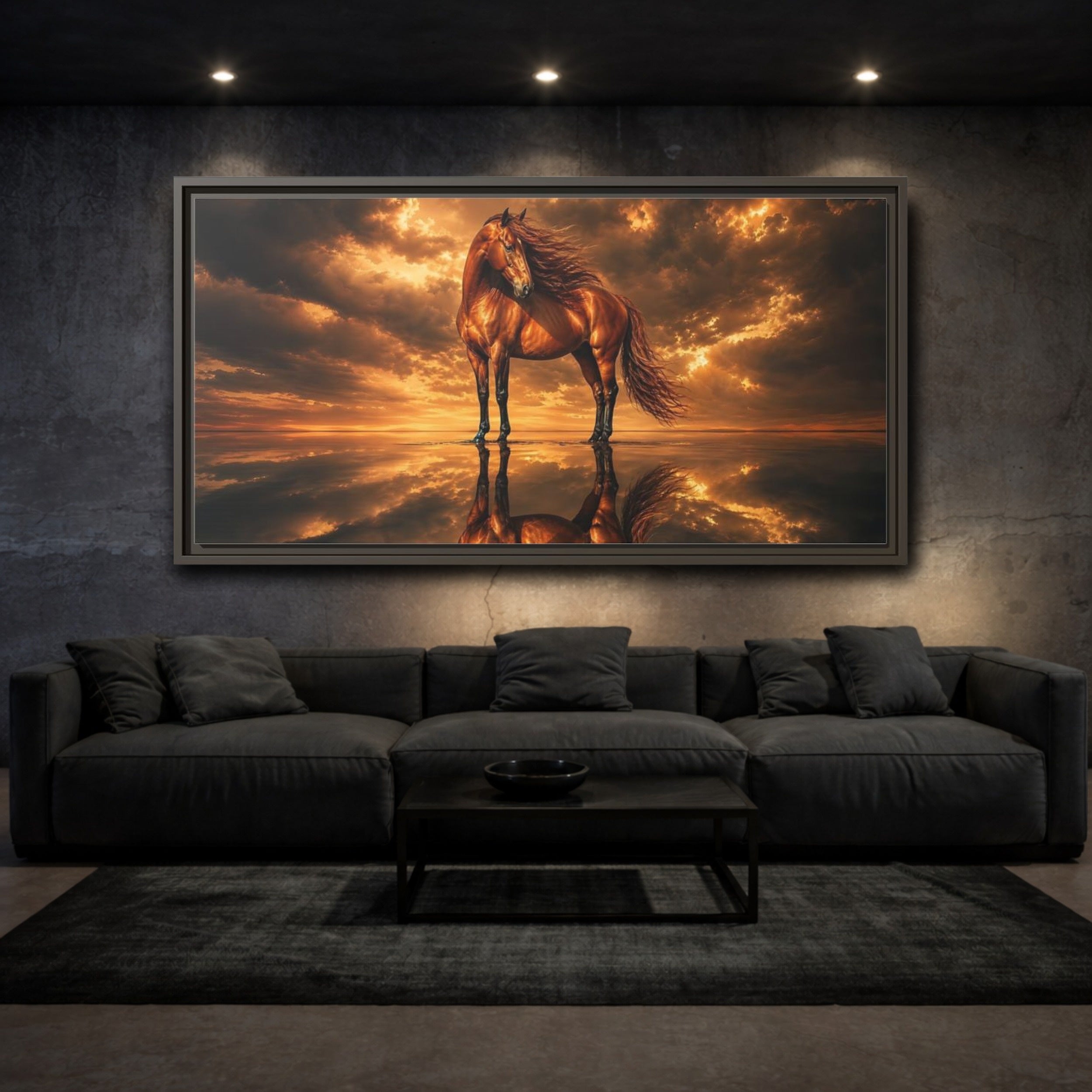 Mockup 3. Animals Horse Brown Orange Horse shown as stretched canvas wall art