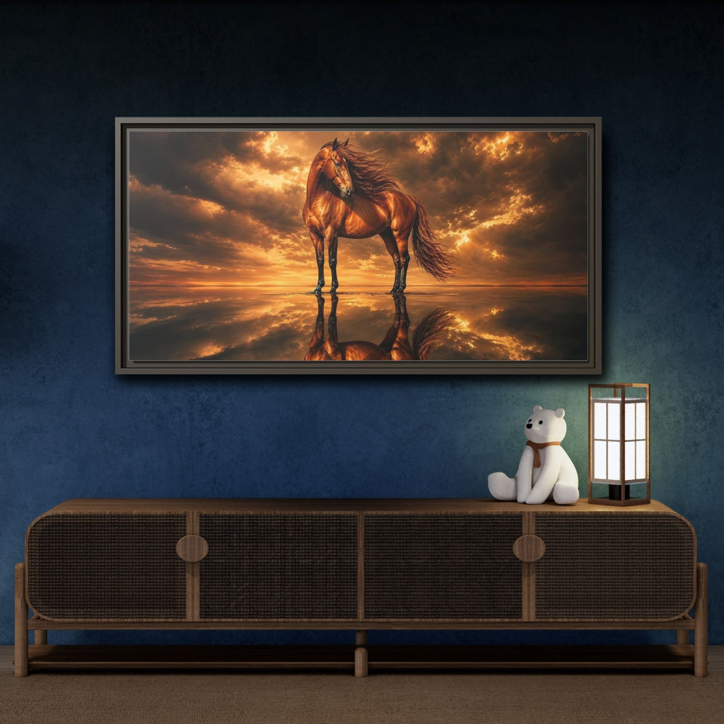 Mockup 4. Animals Horse Brown Orange Horse shown as stretched canvas wall art