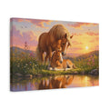 Side Mockup 4. Animals Horse Family Orange And Pink shown as stretched canvas wall art