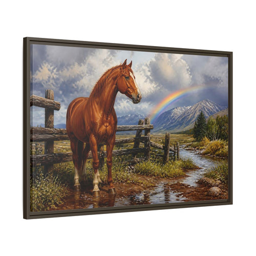 Main Mockup. Animals Horse Horse And Rainbow shown as stretched canvas wall art