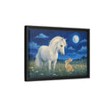 Side Mockup 6. Animals Horse, Rabbit Blue Night Animals shown as stretched canvas wall art