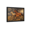 Side Mockup 6. Animals Horses Brown Horses shown as stretched canvas wall art