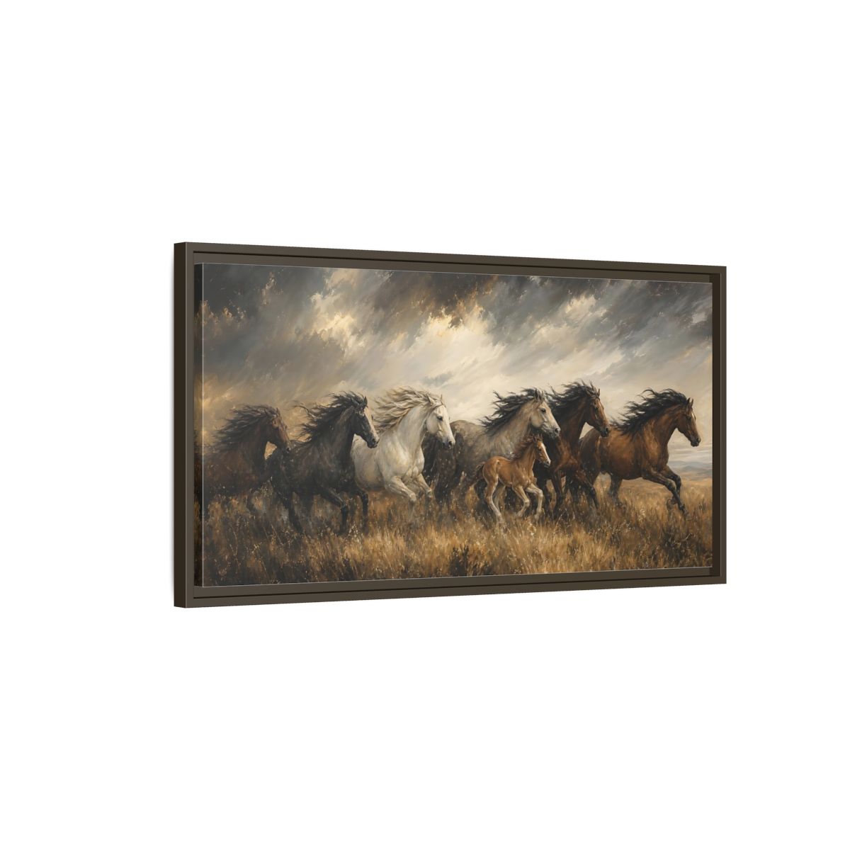 Main Mockup. Animals Horses Galloping Horses shown as stretched canvas wall art
