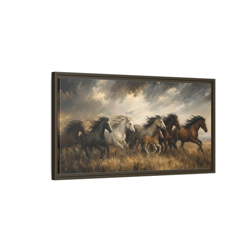 Main Mockup. Animals Horses Galloping Horses shown as stretched canvas wall art