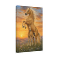 Side Mockup 4. Animals Horses Golden Horses shown as stretched canvas wall art