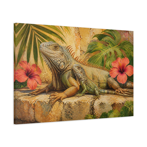 Main Mockup. Animals Iguanas Green Iguana shown as stretched canvas wall art