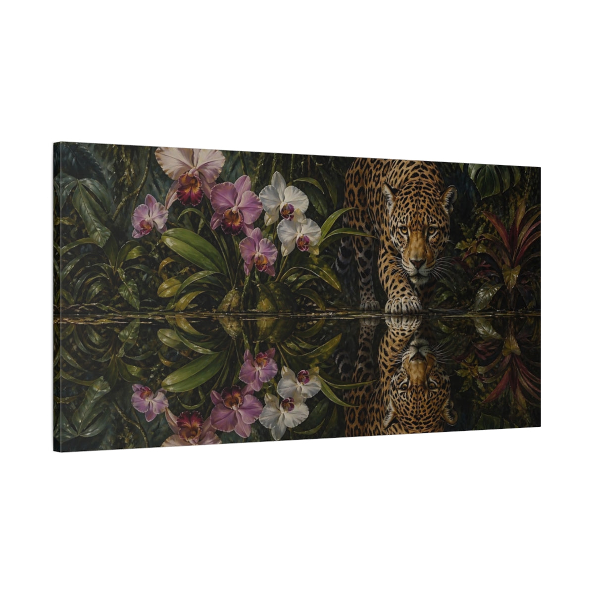 Main Mockup. Animals Jaguar Jaguar Jungle shown as stretched canvas wall art