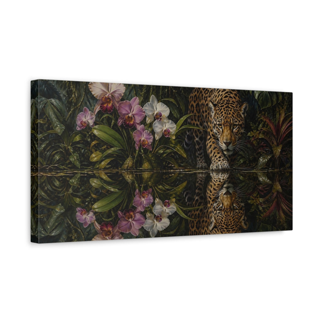 Side Mockup 3. Animals Jaguar Jaguar Jungle shown as stretched canvas wall art