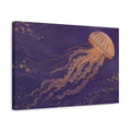 Side Mockup 4. Animals Jellyfish Purple Jellyfish shown as canvas print
