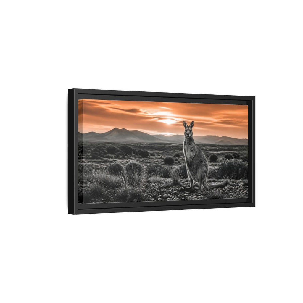 Side Mockup 8. Animals Kangaroo Orange And Gray shown as stretched canvas wall art