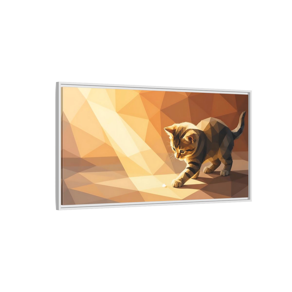 Side Mockup 3. Animals Kitten Orange Kitten shown as stretched canvas wall art