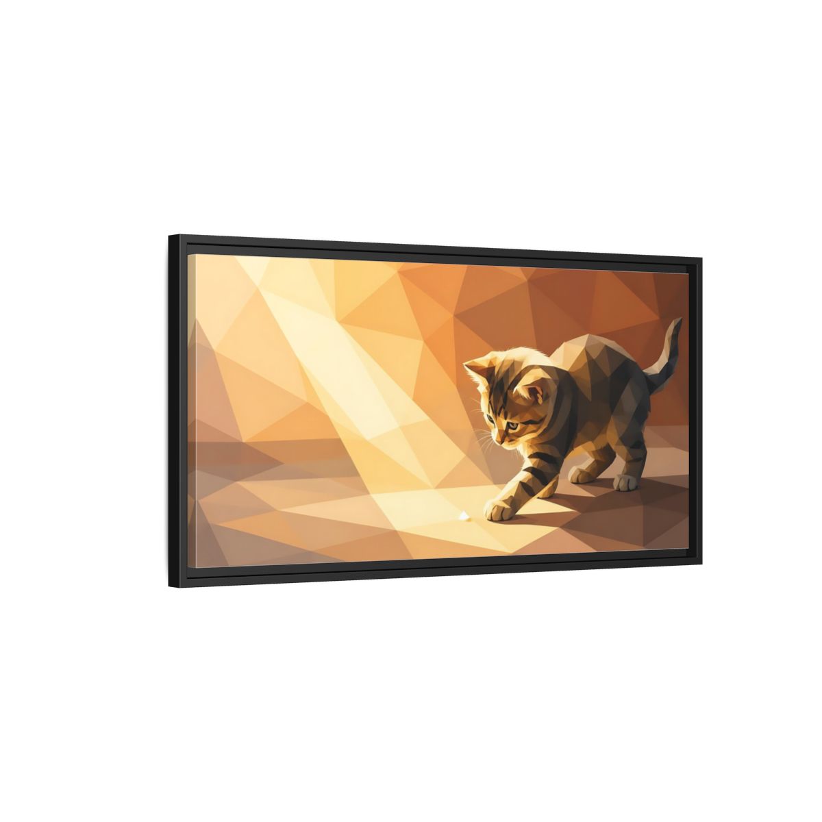 Side Mockup 2. Animals Kitten Orange Kitten shown as stretched canvas wall art