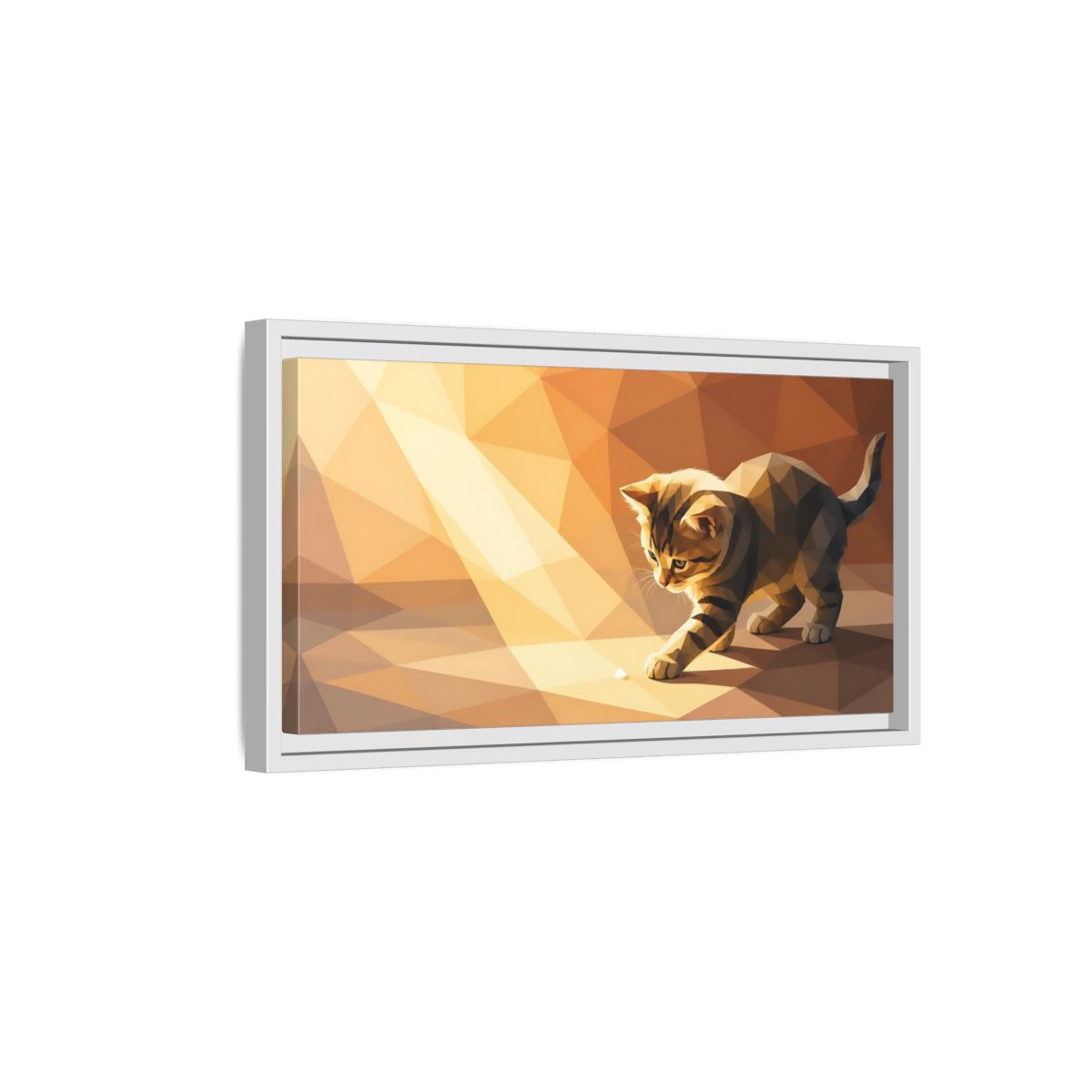 Side Mockup 6. Animals Kitten Orange Kitten shown as stretched canvas wall art