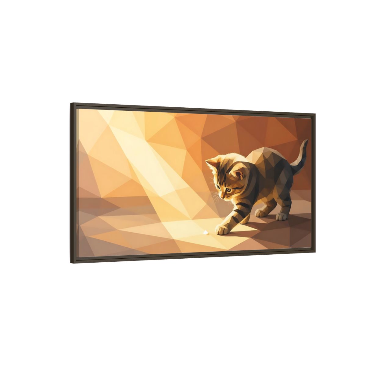 Side Mockup 4. Animals Kitten Orange Kitten shown as stretched canvas wall art