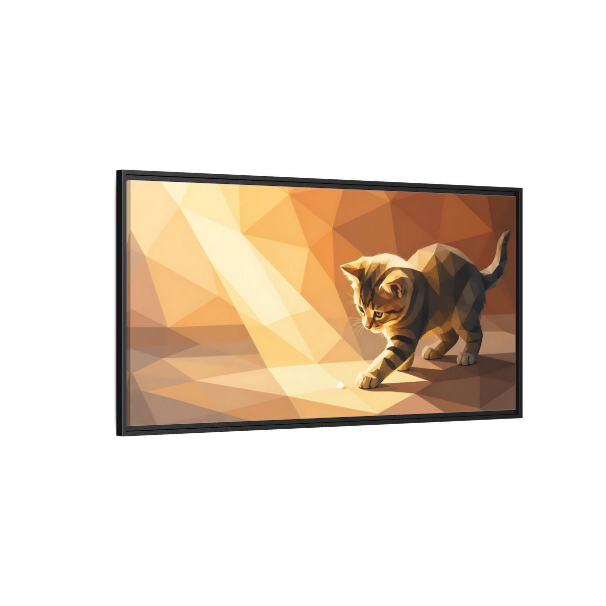 Side Mockup 5. Animals Kitten Orange Kitten shown as stretched canvas wall art