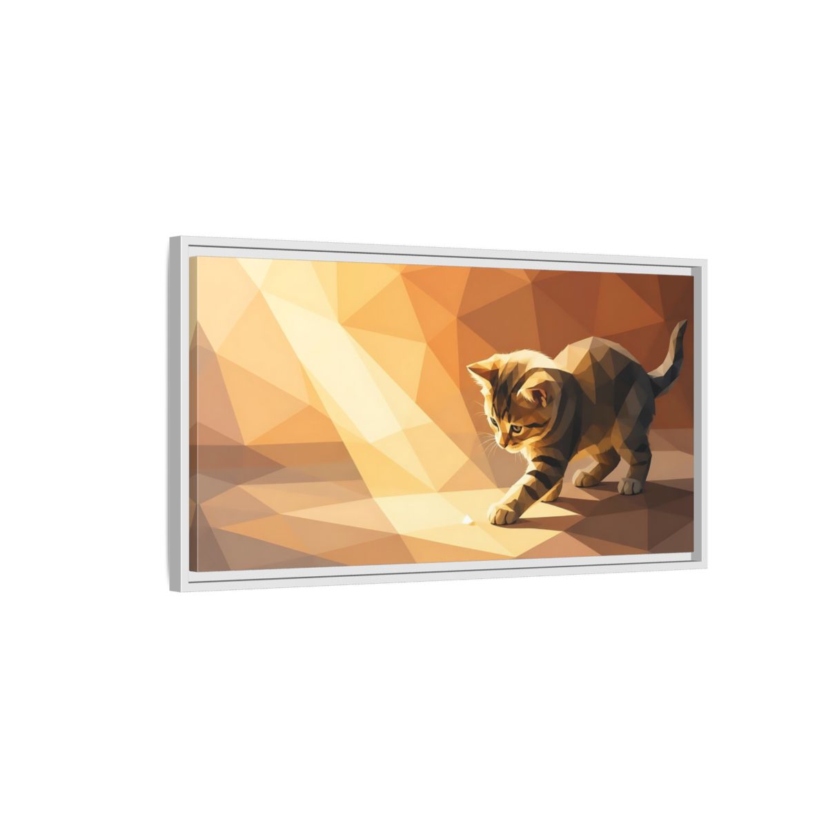 Side Mockup 1. Animals Kitten Orange Kitten shown as stretched canvas wall art