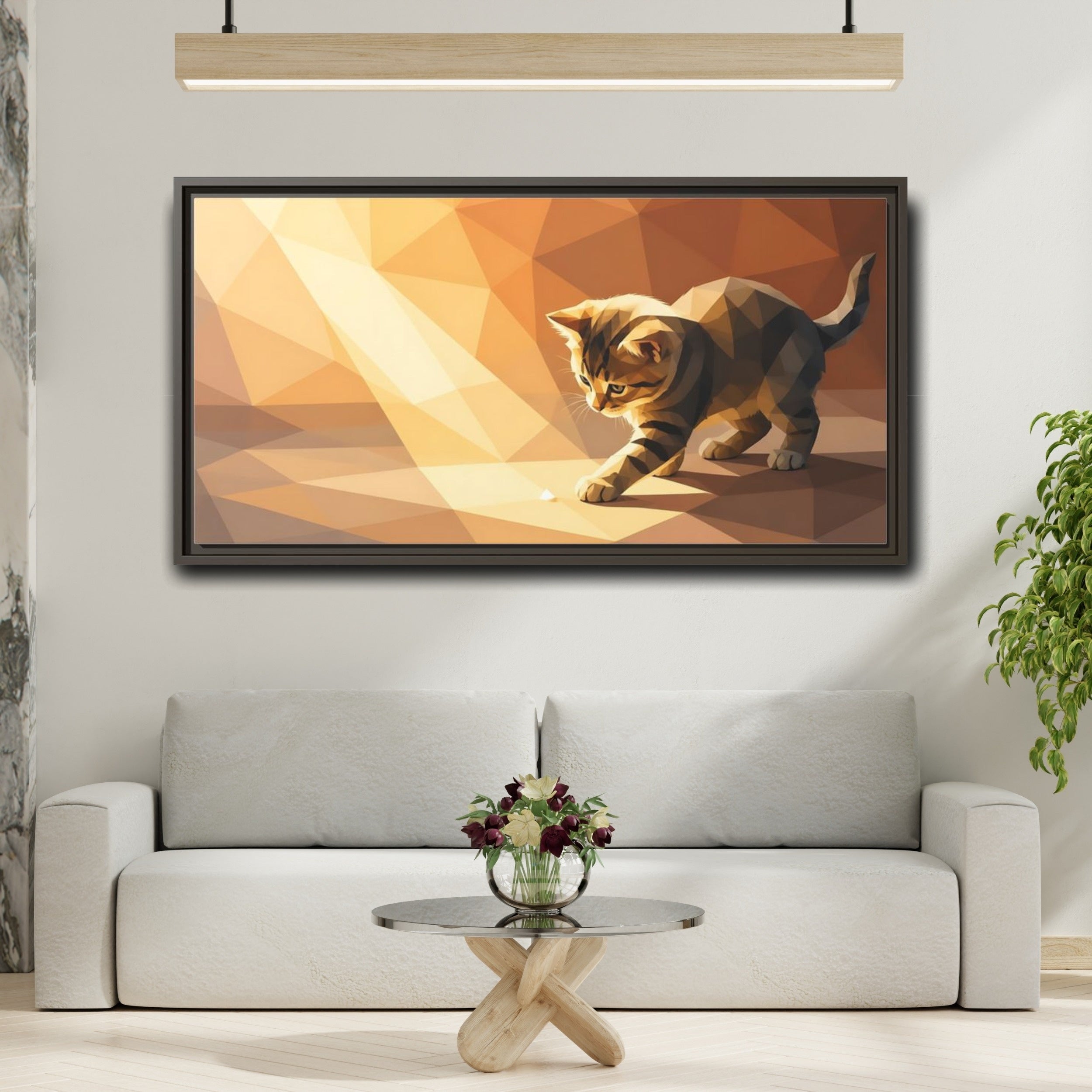 Mockup 2. Animals Kitten Orange Kitten shown as stretched canvas wall art