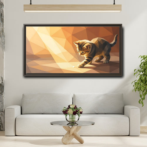 Mockup 2. Animals Kitten Orange Kitten shown as stretched canvas wall art