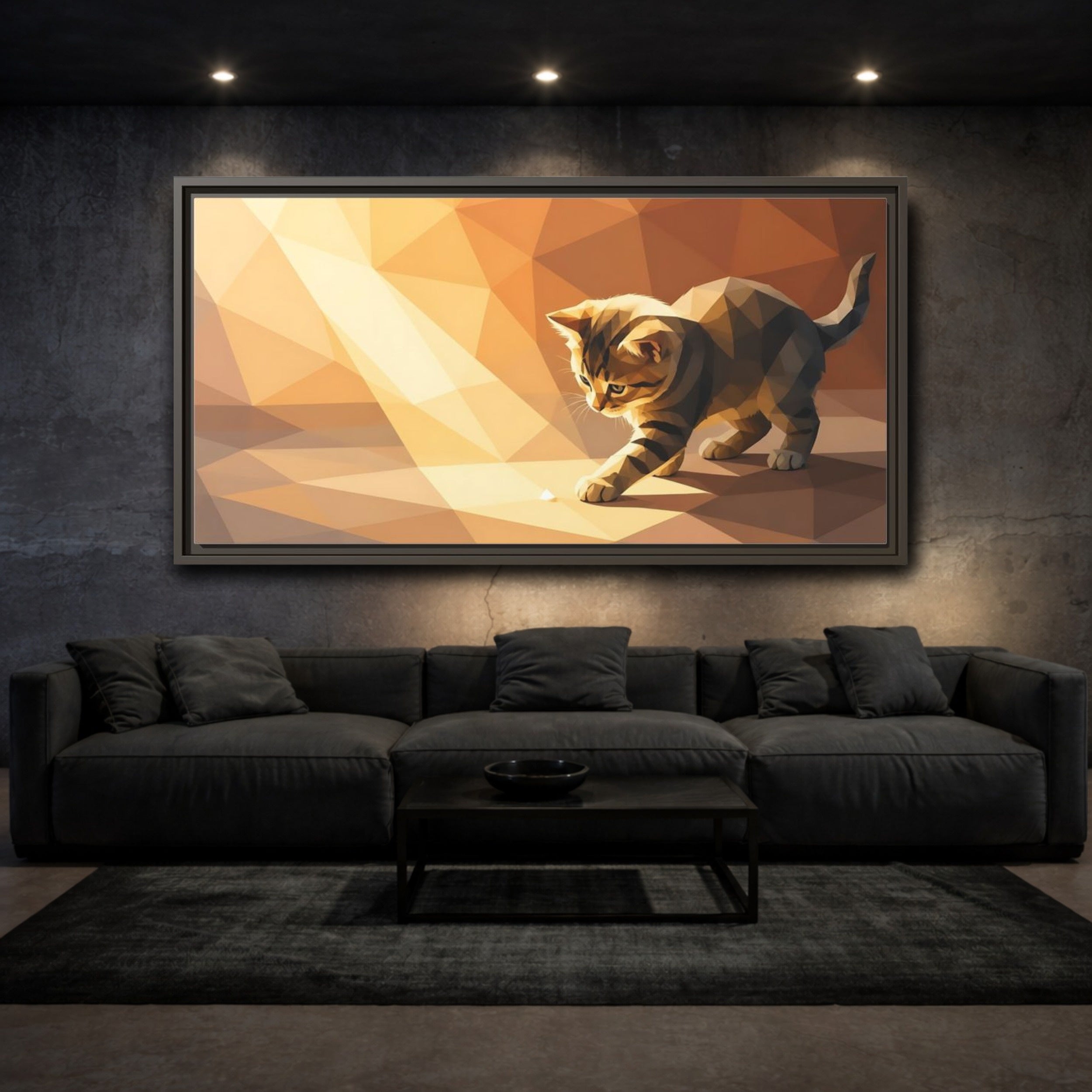 Mockup 3. Animals Kitten Orange Kitten shown as stretched canvas wall art