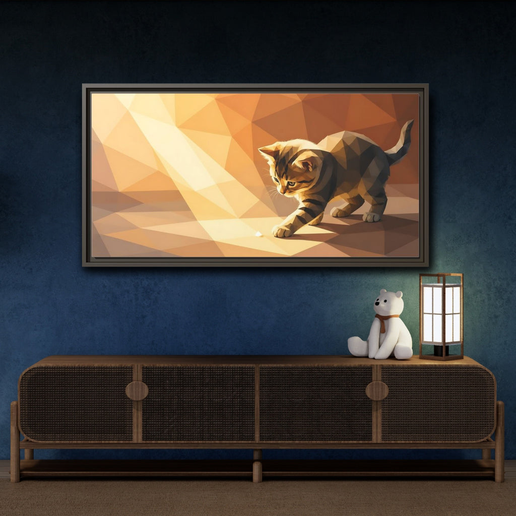 Mockup 4. Animals Kitten Orange Kitten shown as stretched canvas wall art