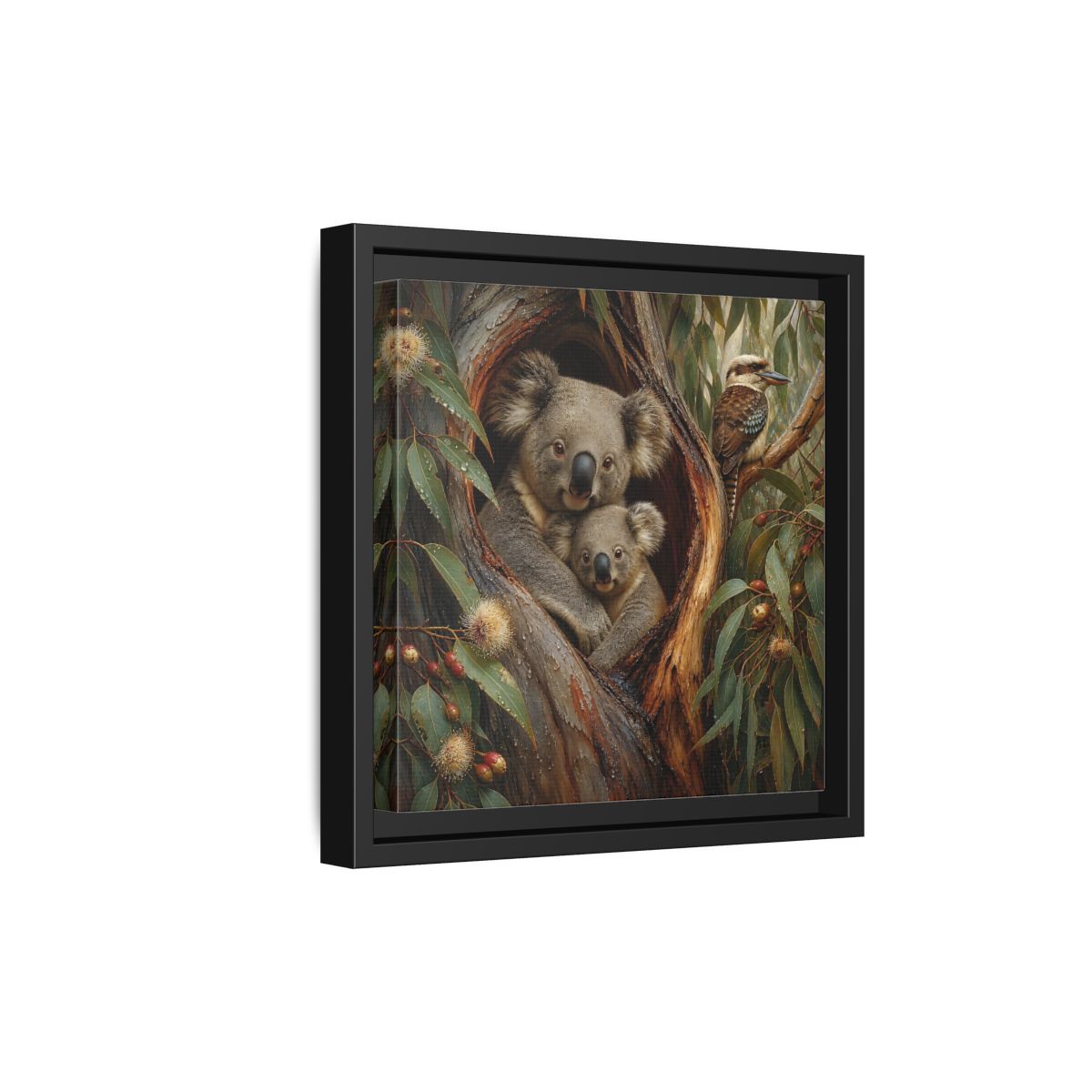 Side Mockup 21. Animals Koala Family Koala Eucalyptus Art shown as stretched canvas wall art