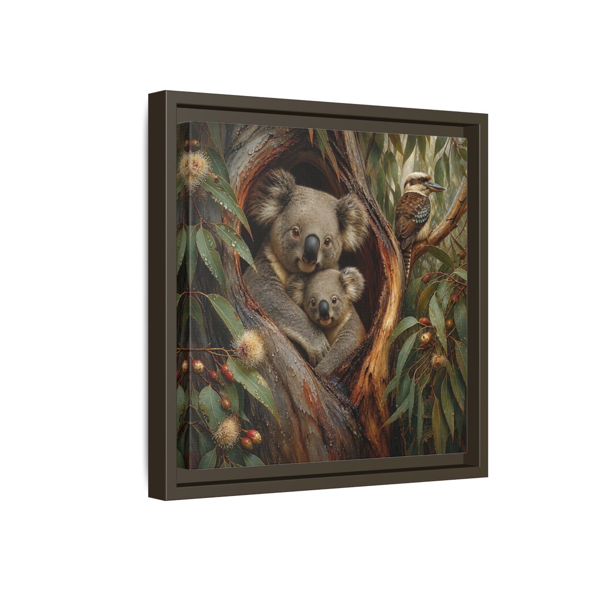 Side Mockup 17. Animals Koala Family Koala Eucalyptus Art shown as stretched canvas wall art