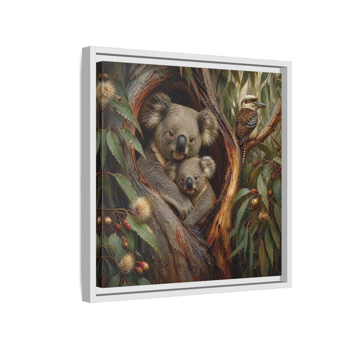 Side Mockup 13. Animals Koala Family Koala Eucalyptus Art shown as stretched canvas wall art