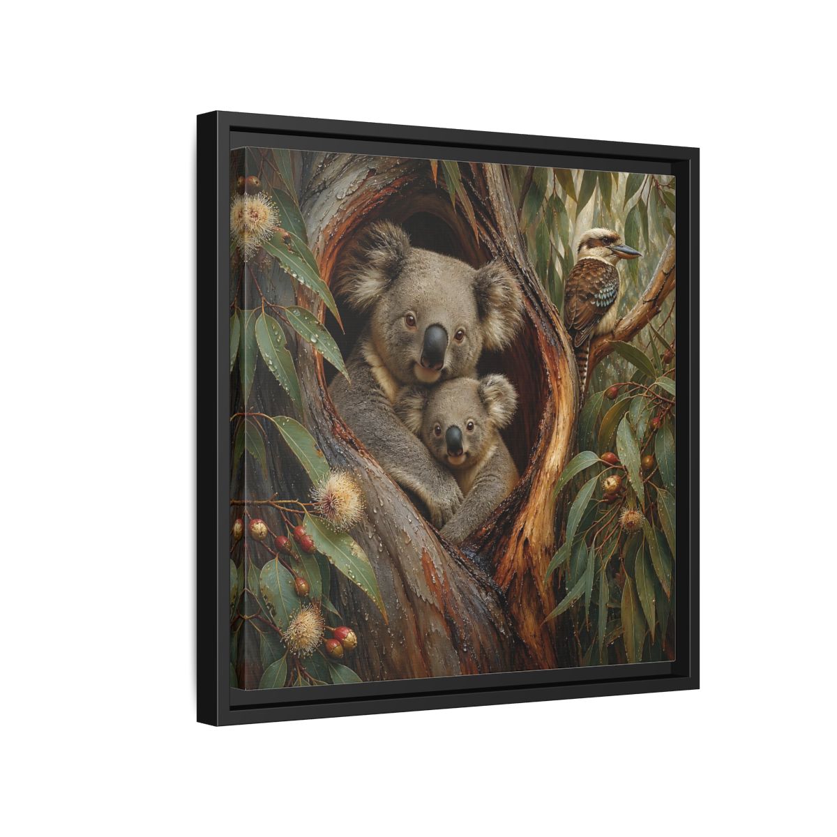 Side Mockup 15. Animals Koala Family Koala Eucalyptus Art shown as stretched canvas wall art