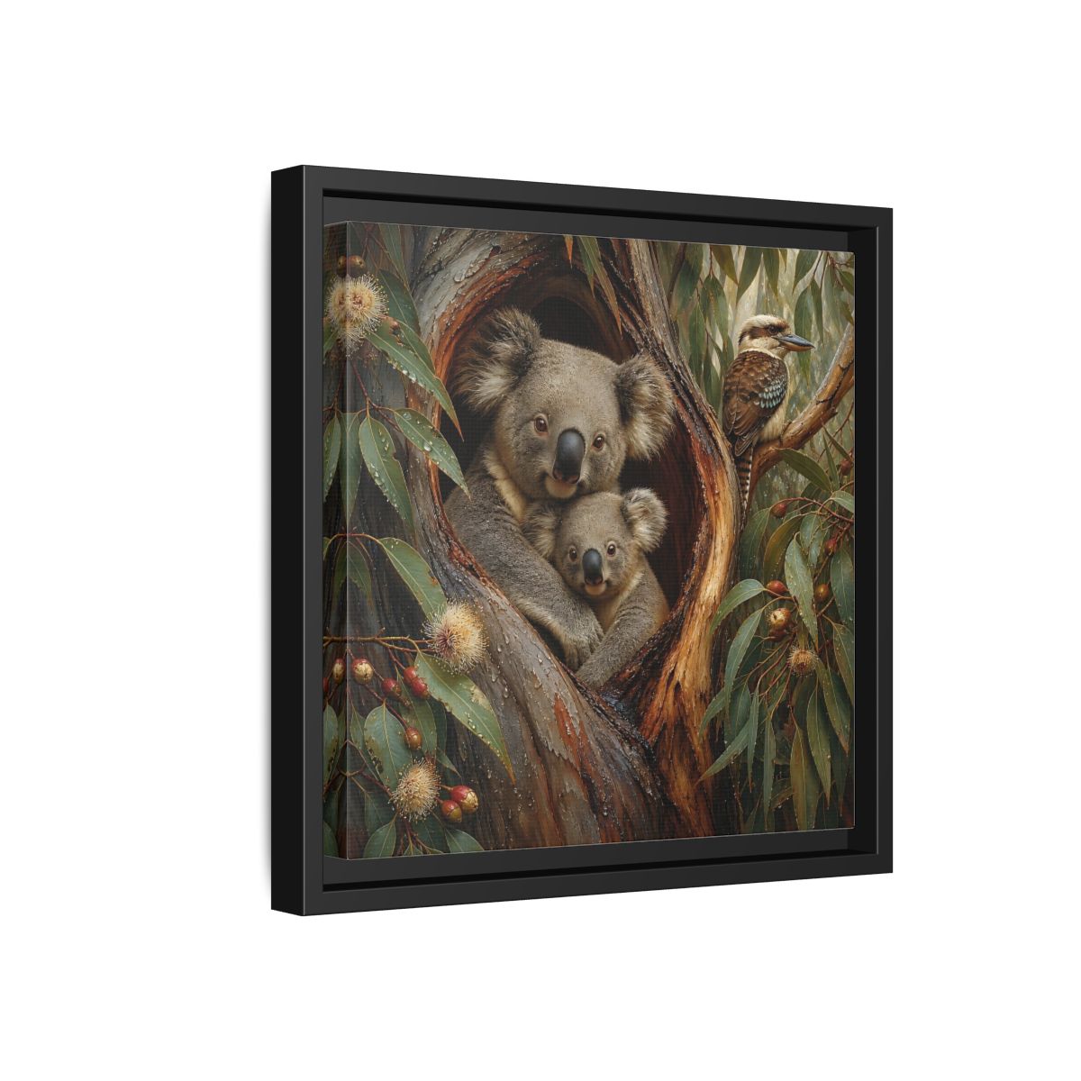 Side Mockup 18. Animals Koala Family Koala Eucalyptus Art shown as stretched canvas wall art