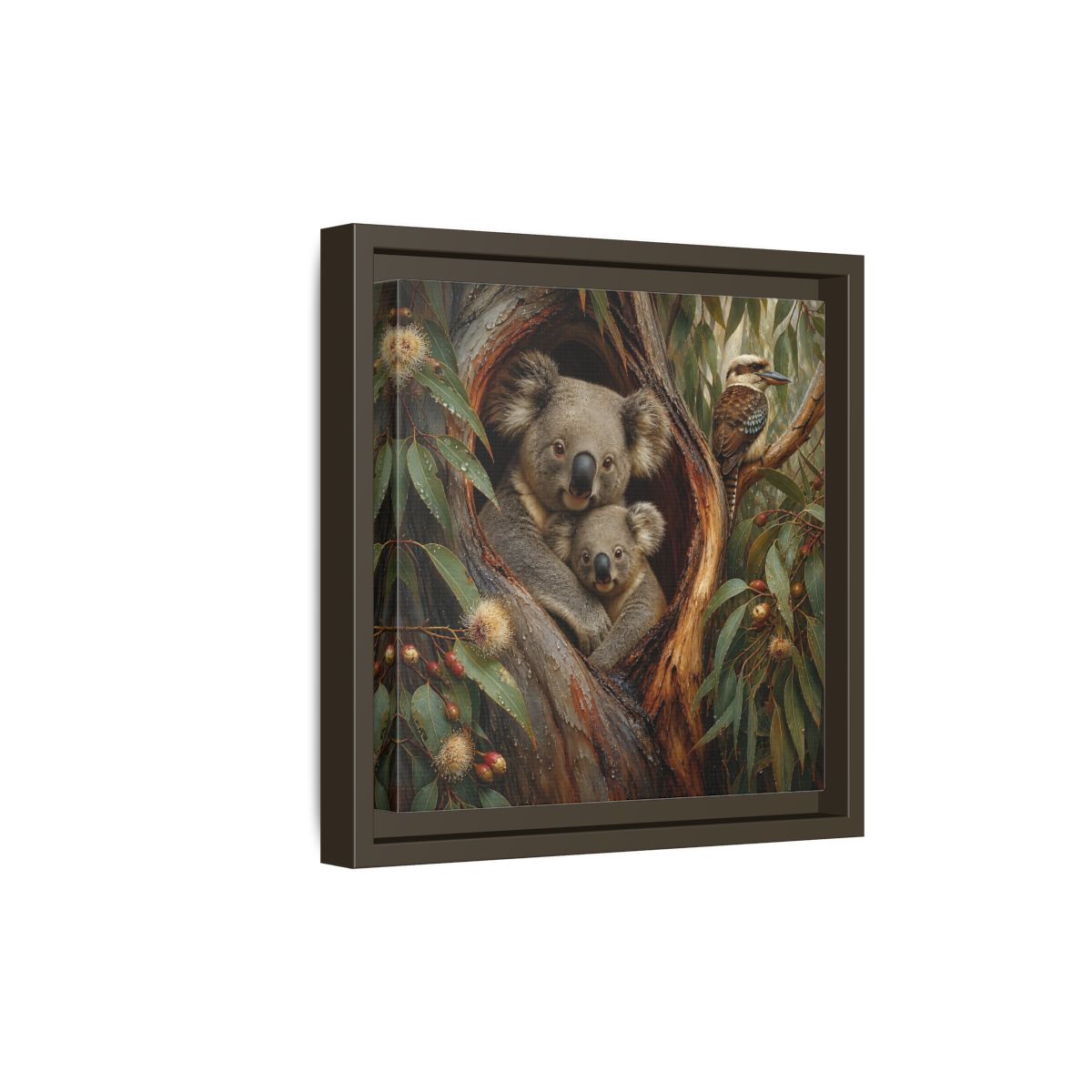 Side Mockup 20. Animals Koala Family Koala Eucalyptus Art shown as stretched canvas wall art