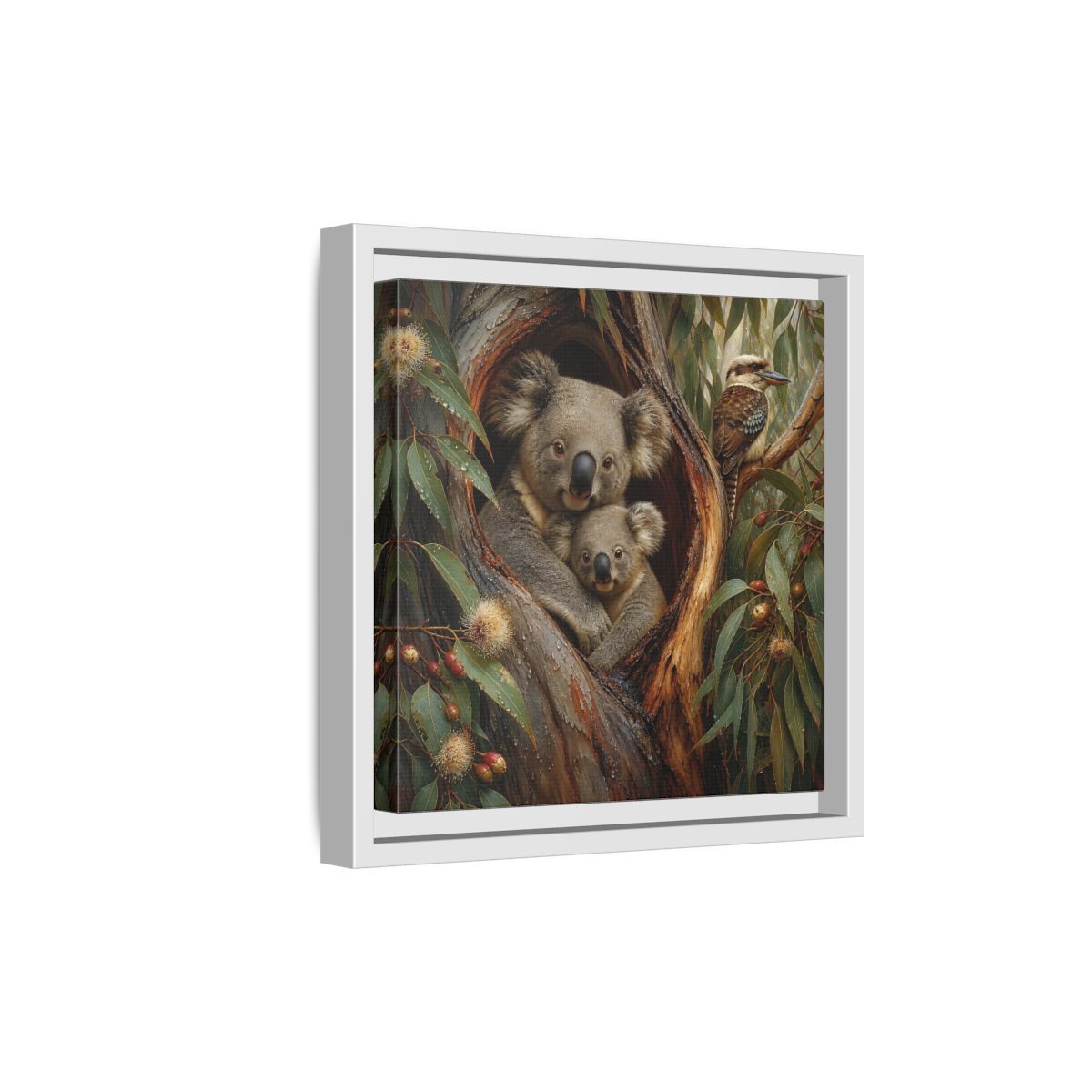 Side Mockup 19. Animals Koala Family Koala Eucalyptus Art shown as stretched canvas wall art