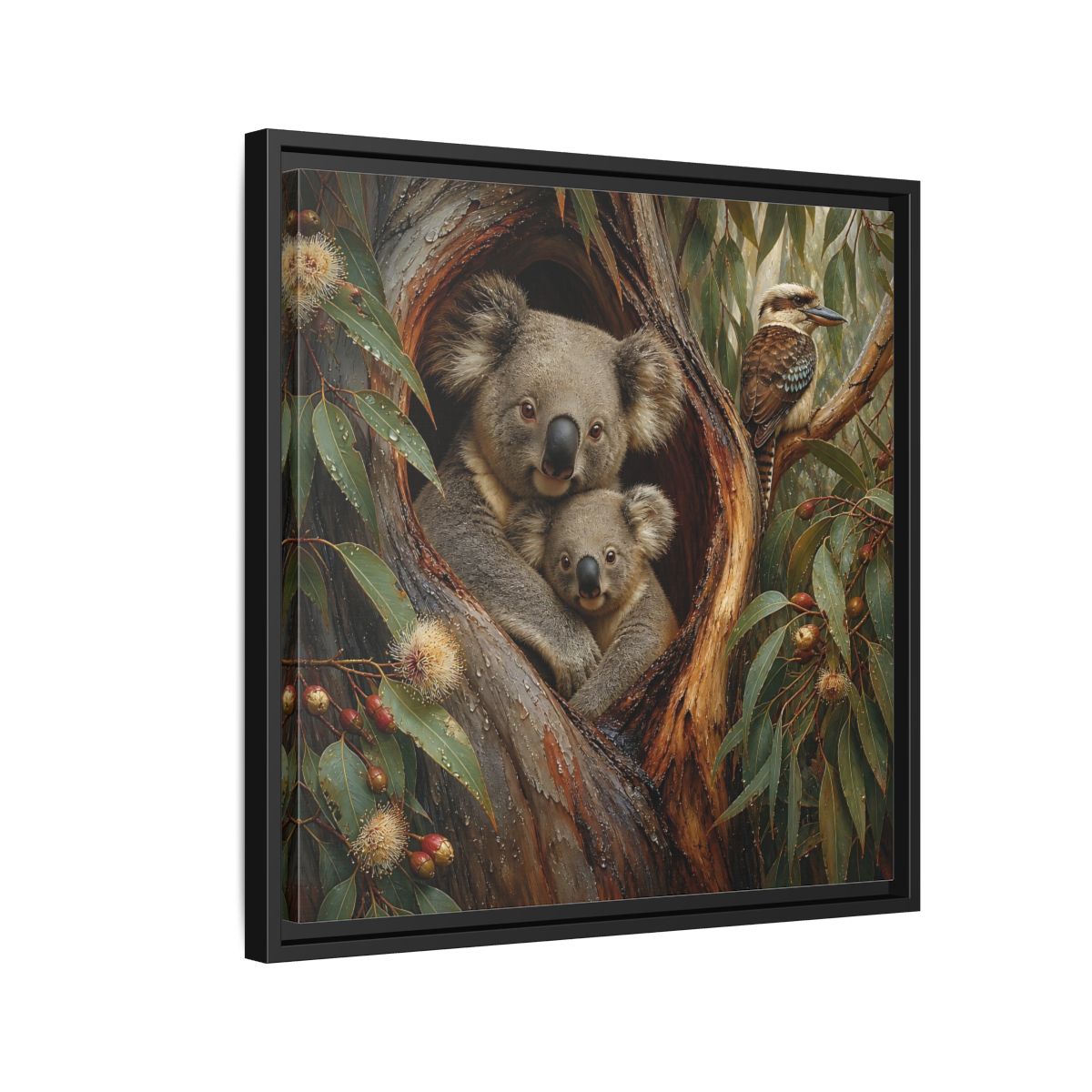 Side Mockup 12. Animals Koala Family Koala Eucalyptus Art shown as stretched canvas wall art