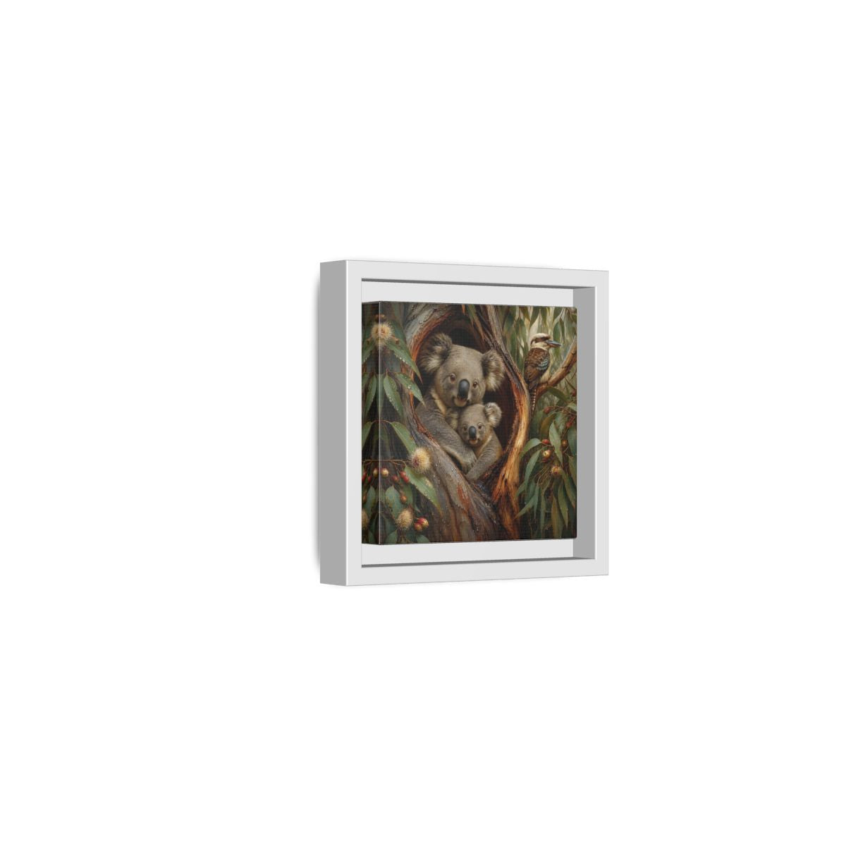 Side Mockup 22. Animals Koala Family Koala Eucalyptus Art shown as stretched canvas wall art