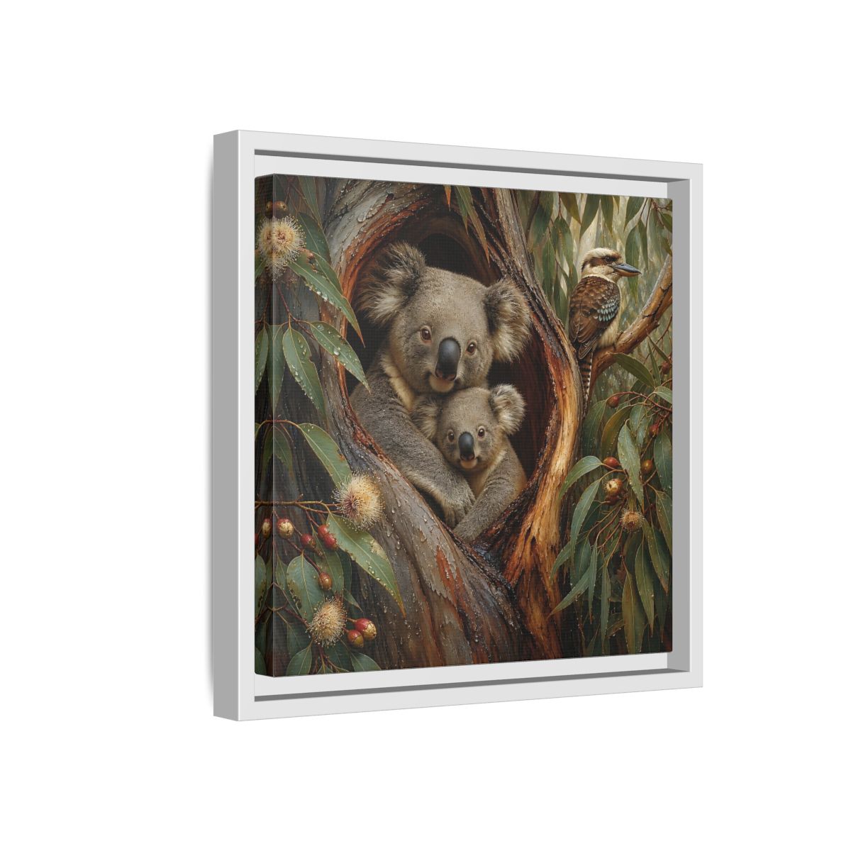 Side Mockup 16. Animals Koala Family Koala Eucalyptus Art shown as stretched canvas wall art