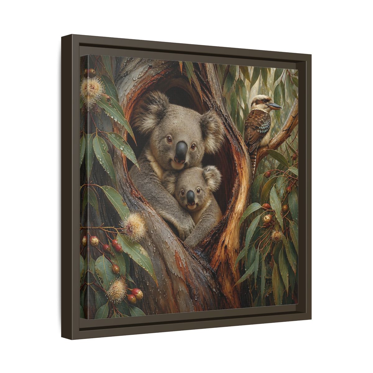 Side Mockup 29. Animals Koala Family Koala Eucalyptus Art shown as stretched canvas wall art