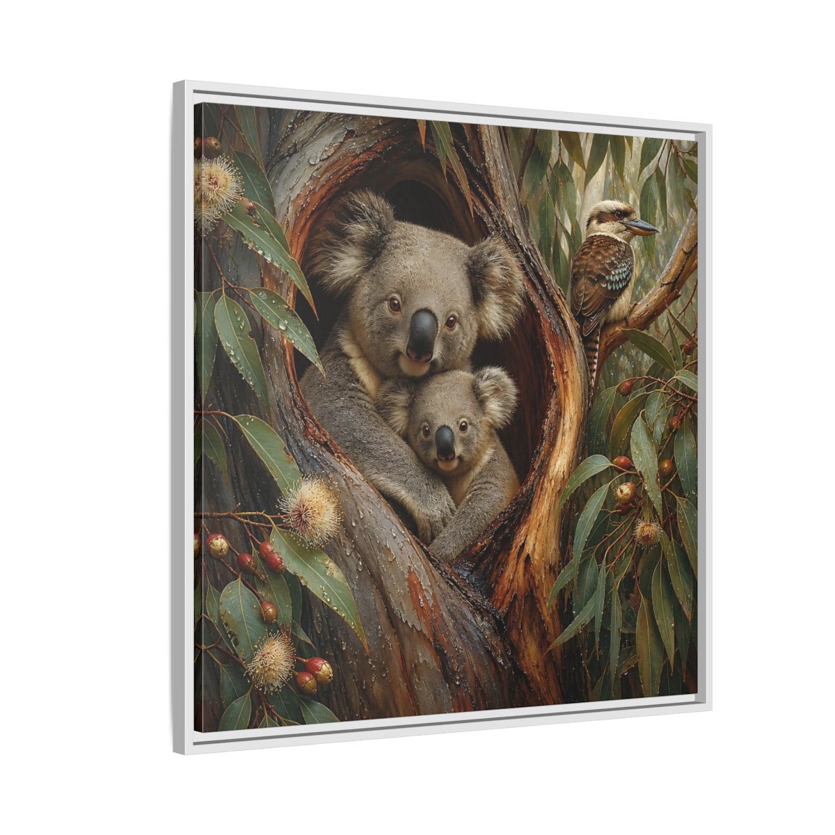 Side Mockup 7. Animals Koala Family Koala Eucalyptus Art shown as stretched canvas wall art