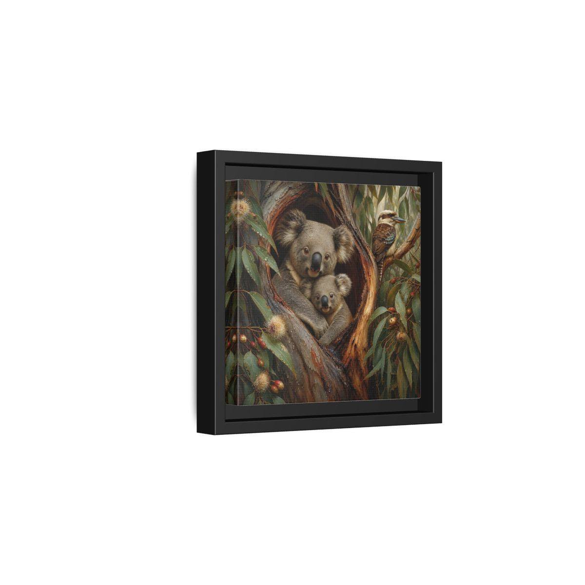 Side Mockup 3. Animals Koala Family Koala Eucalyptus Art shown as stretched canvas wall art