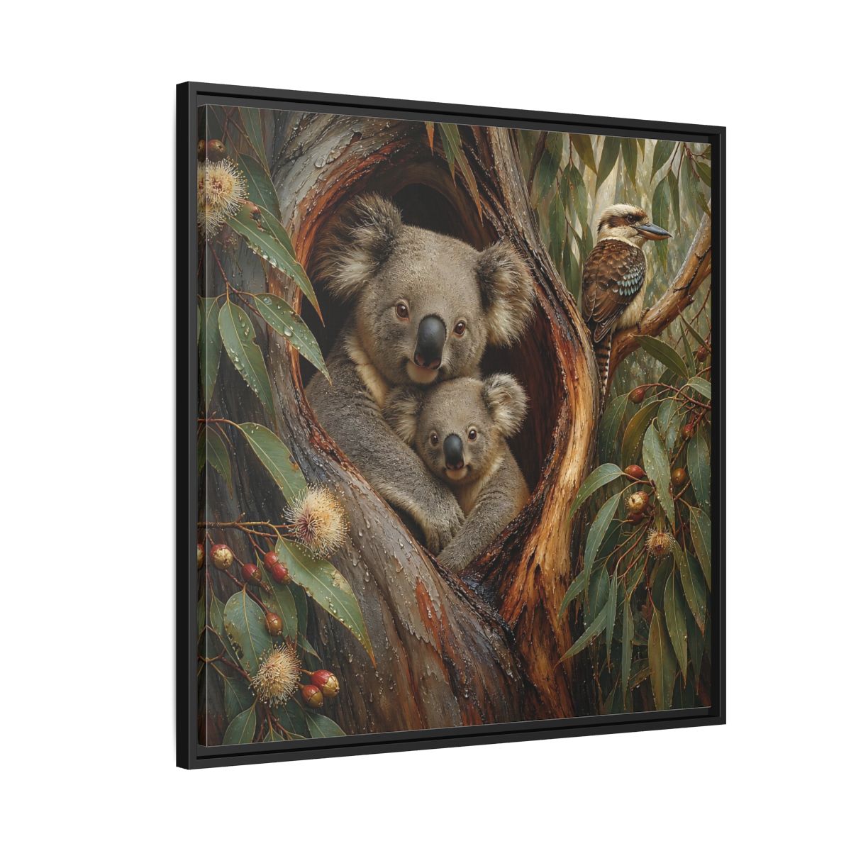 Side Mockup 9. Animals Koala Family Koala Eucalyptus Art shown as stretched canvas wall art