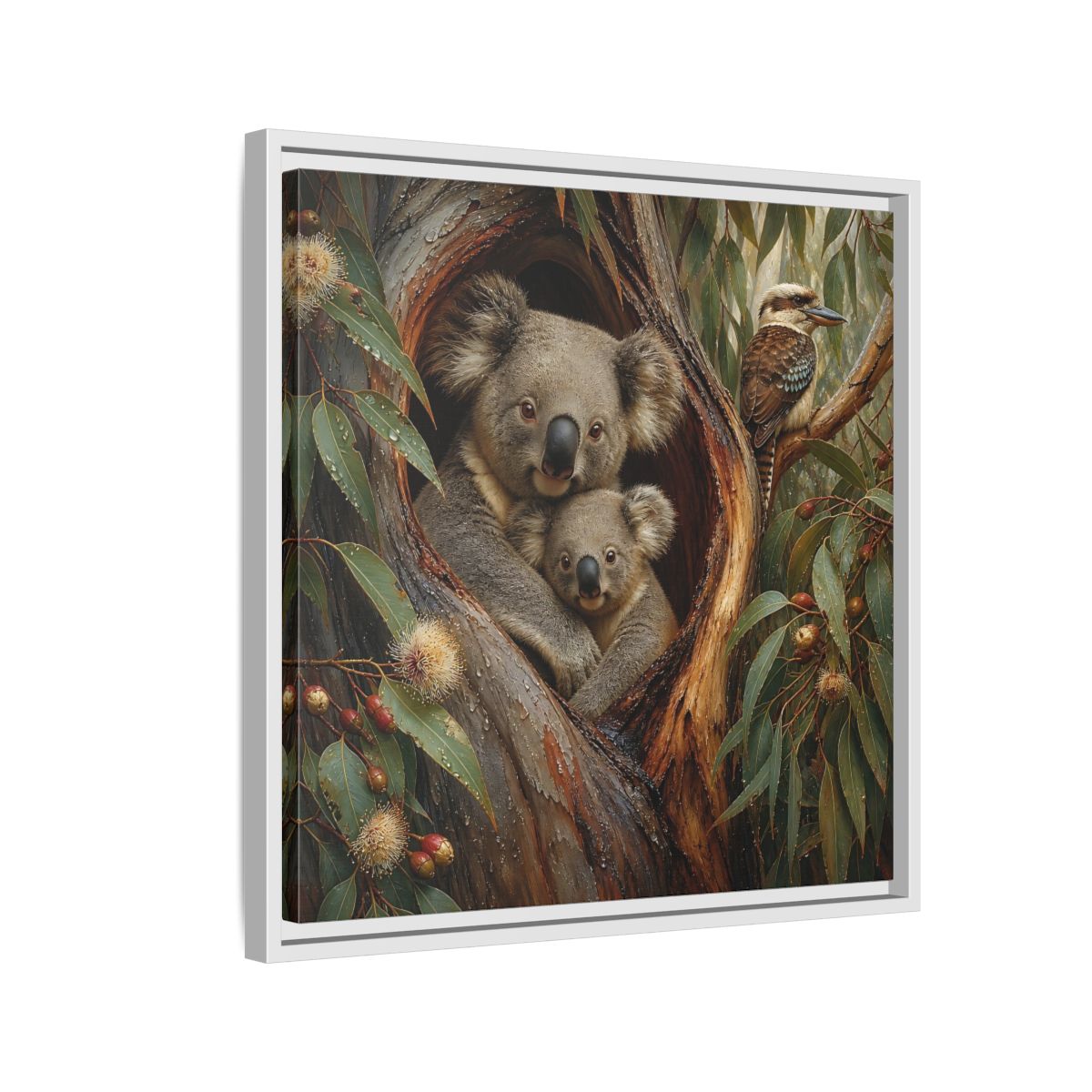 Side Mockup 10. Animals Koala Family Koala Eucalyptus Art shown as stretched canvas wall art