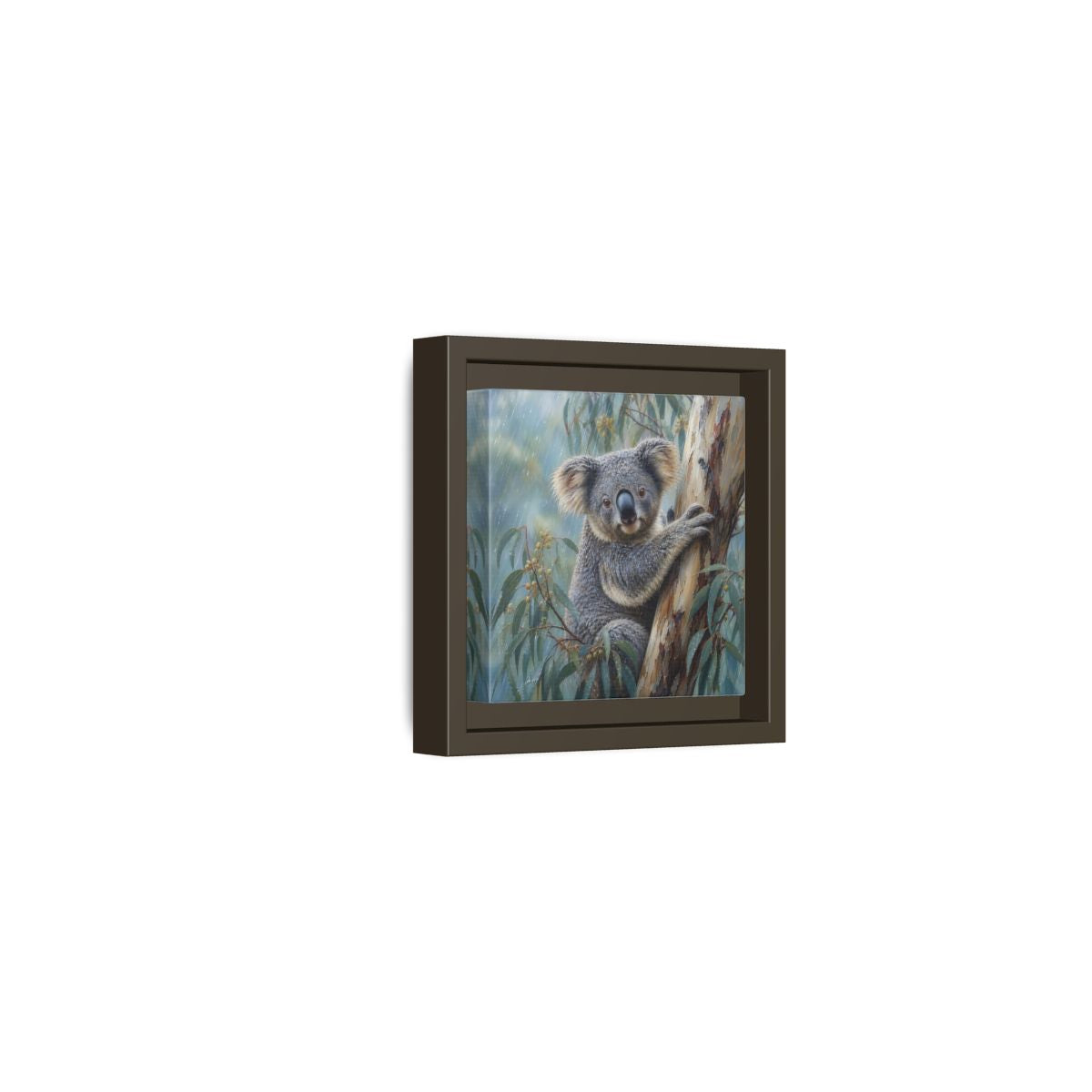 Side Mockup 23. Animals Koala Wet Koala shown as stretched canvas wall art