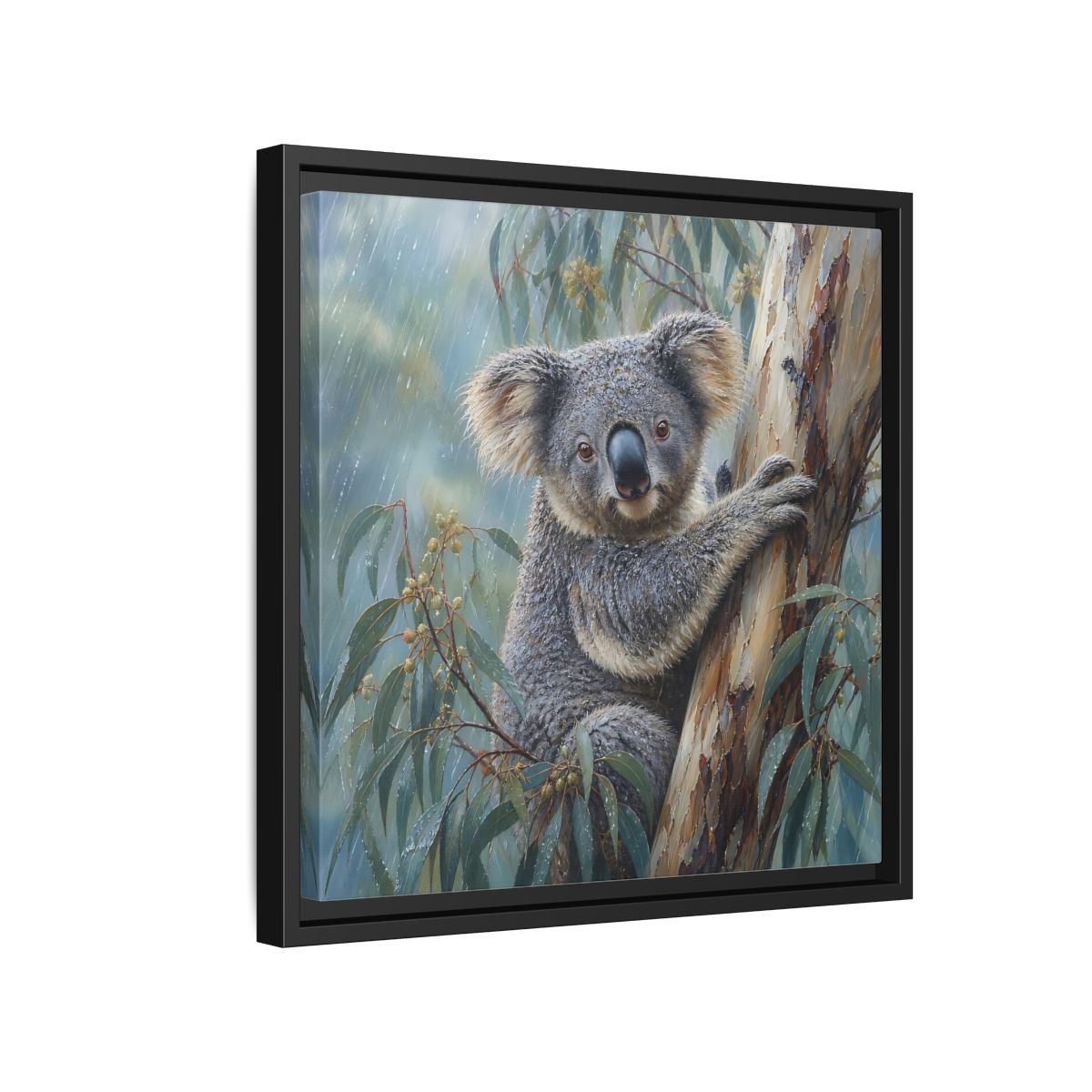 Side Mockup 15. Animals Koala Wet Koala shown as stretched canvas wall art