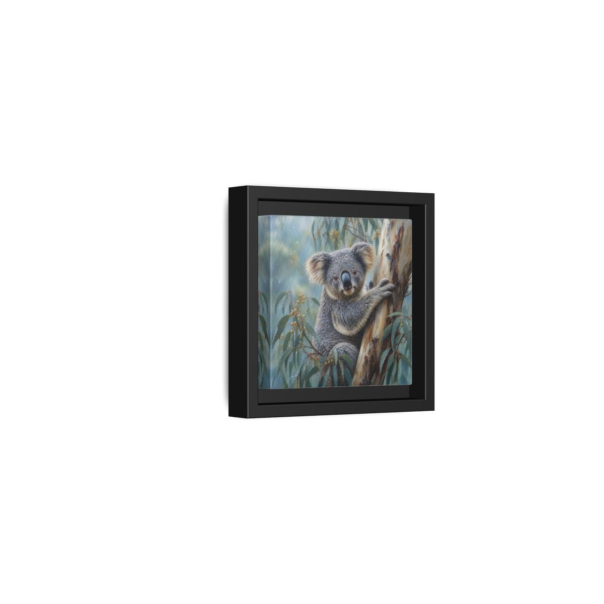 Side Mockup 24. Animals Koala Wet Koala shown as stretched canvas wall art