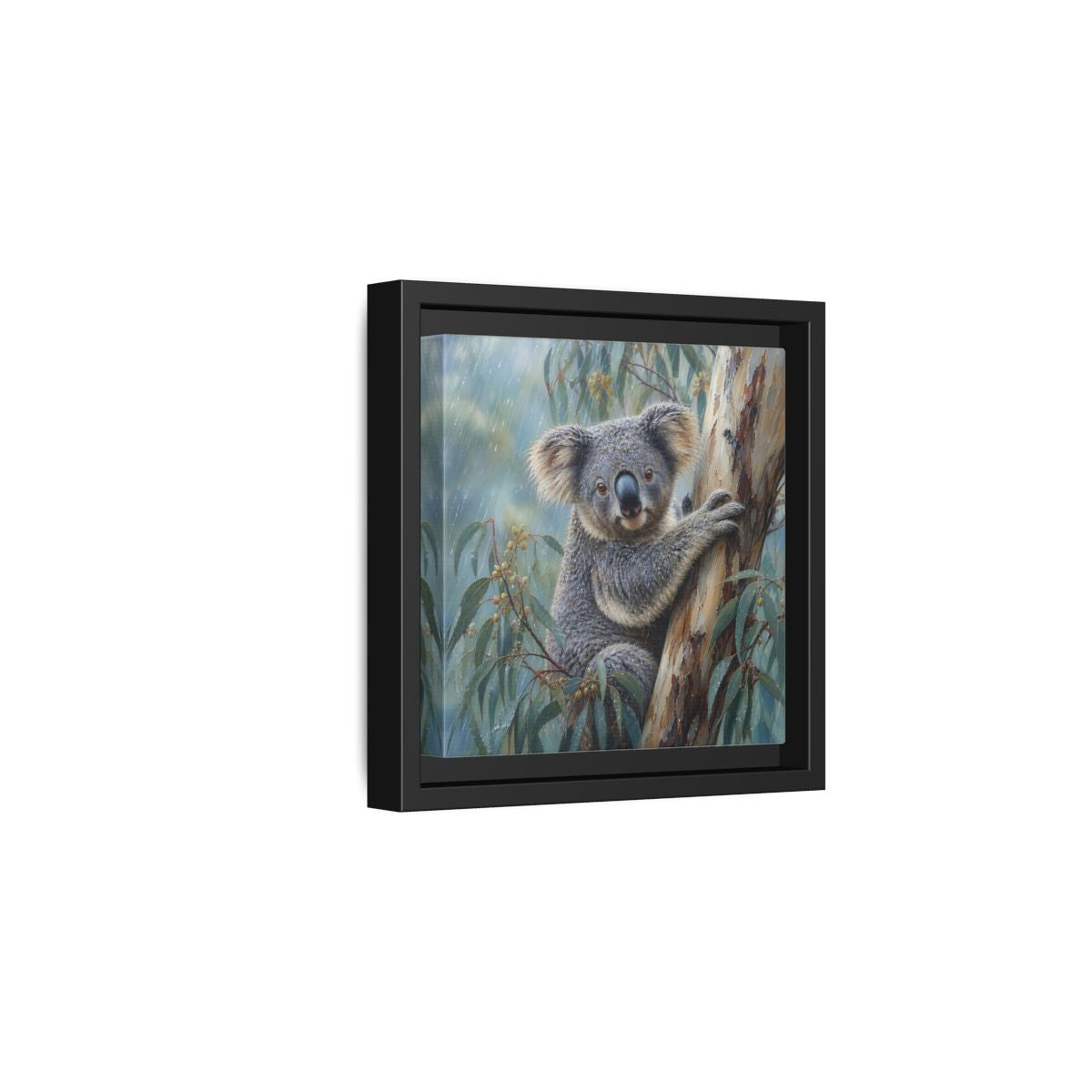 Side Mockup 3. Animals Koala Wet Koala shown as stretched canvas wall art