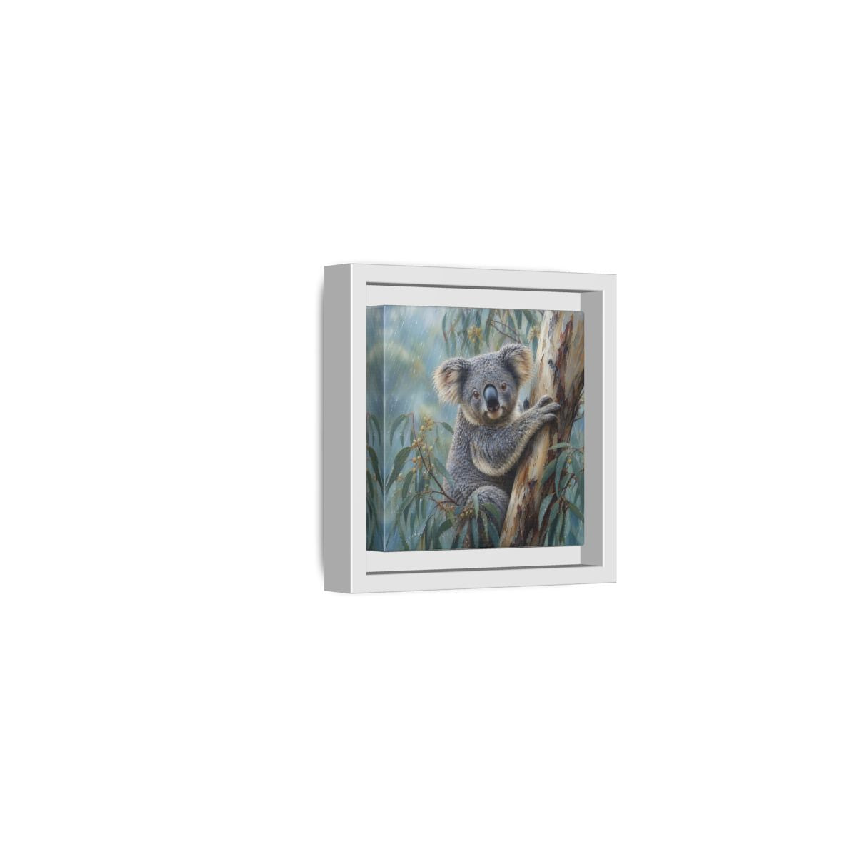Side Mockup 22. Animals Koala Wet Koala shown as stretched canvas wall art