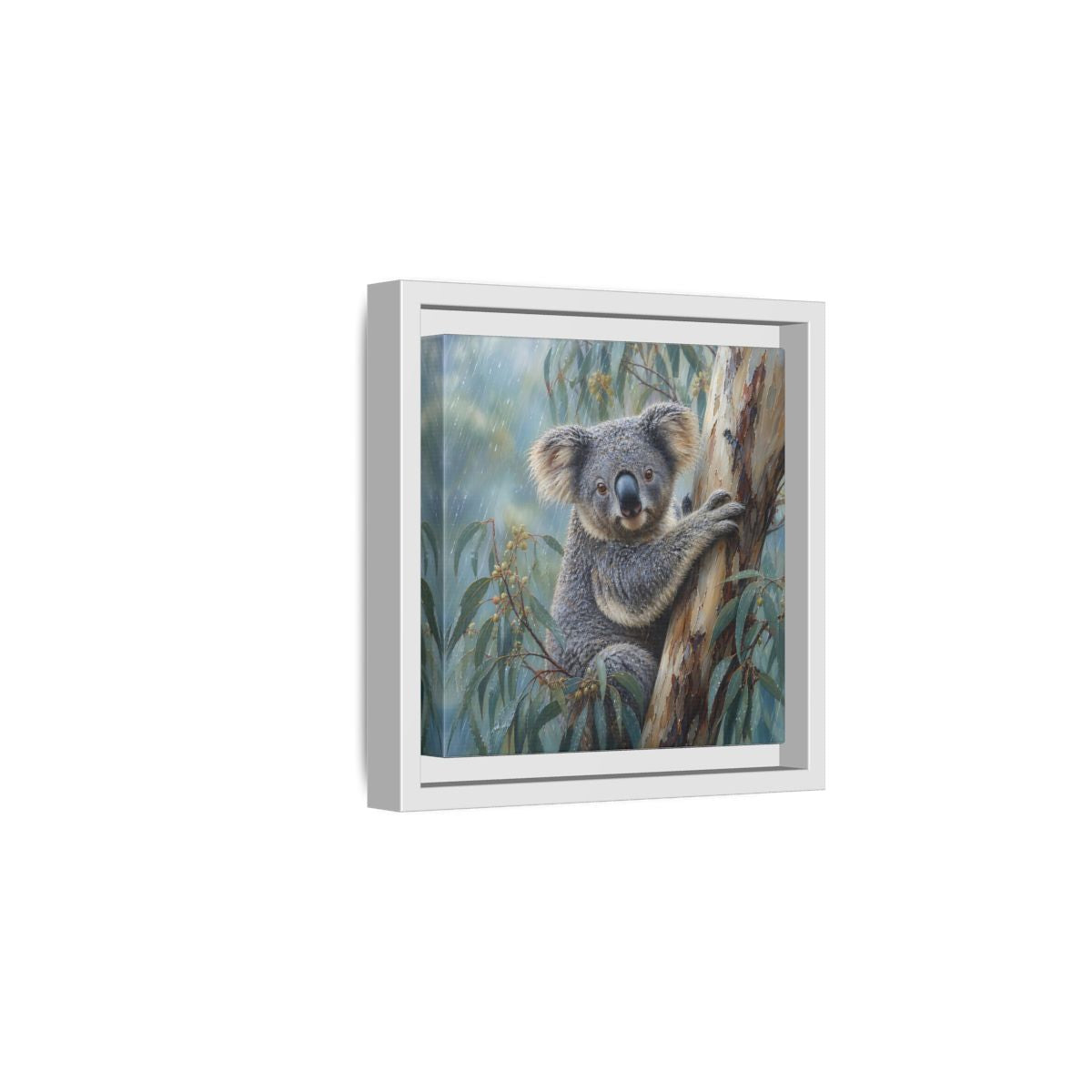 Side Mockup 1. Animals Koala Wet Koala shown as stretched canvas wall art