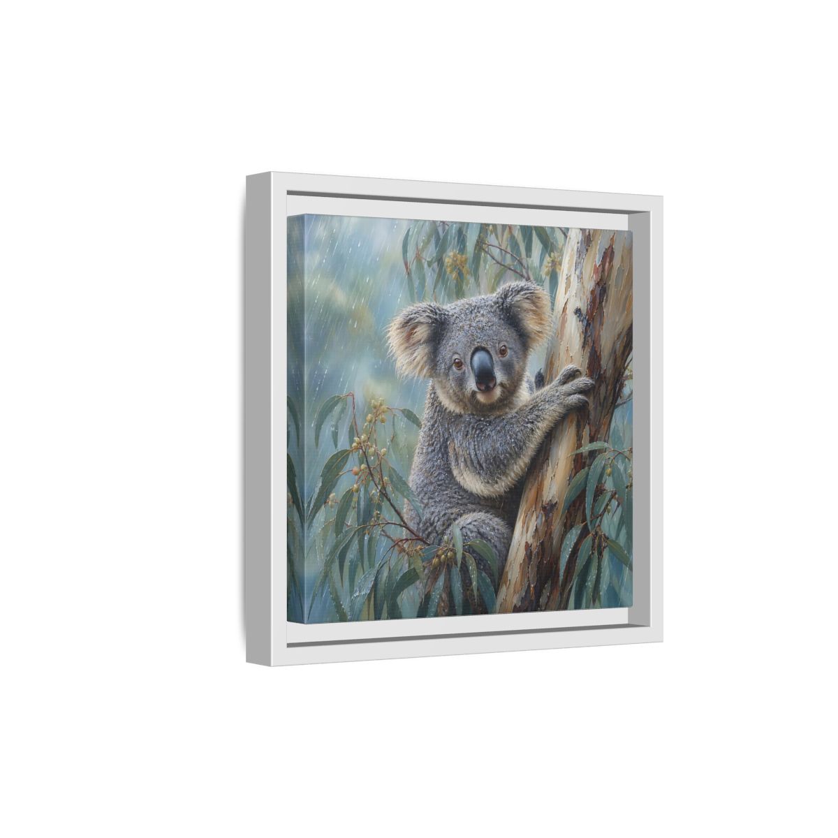 Side Mockup 19. Animals Koala Wet Koala shown as stretched canvas wall art